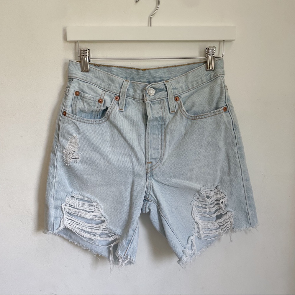 Levi’s 501 Distressed Light Wash Denim Shorts
